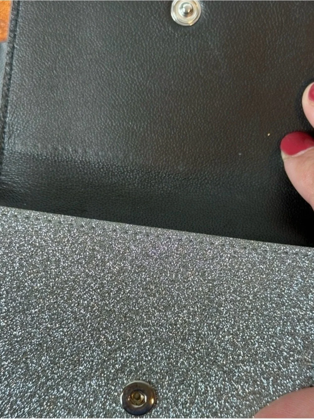 Balenciaga Silver Glitter Wallet Holder With Box